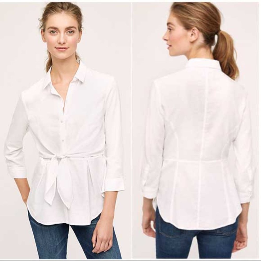 Anthropologie HD in Paris Tie Front Button Down 6 - Picture 1 of 5